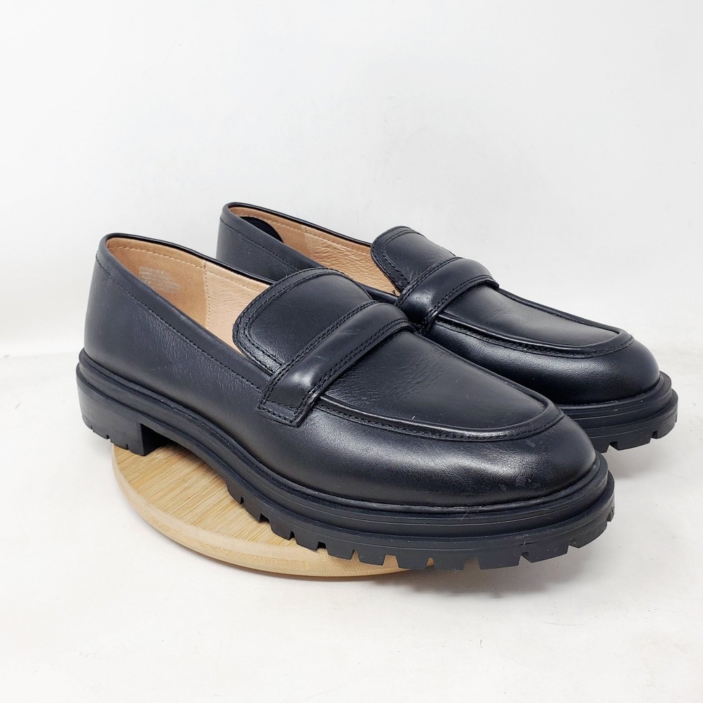 Madewell Chunky Loafer Womens 11 Bradley Black‎ Leather Platform Lug Sole Shoes - Picture 6 of 13